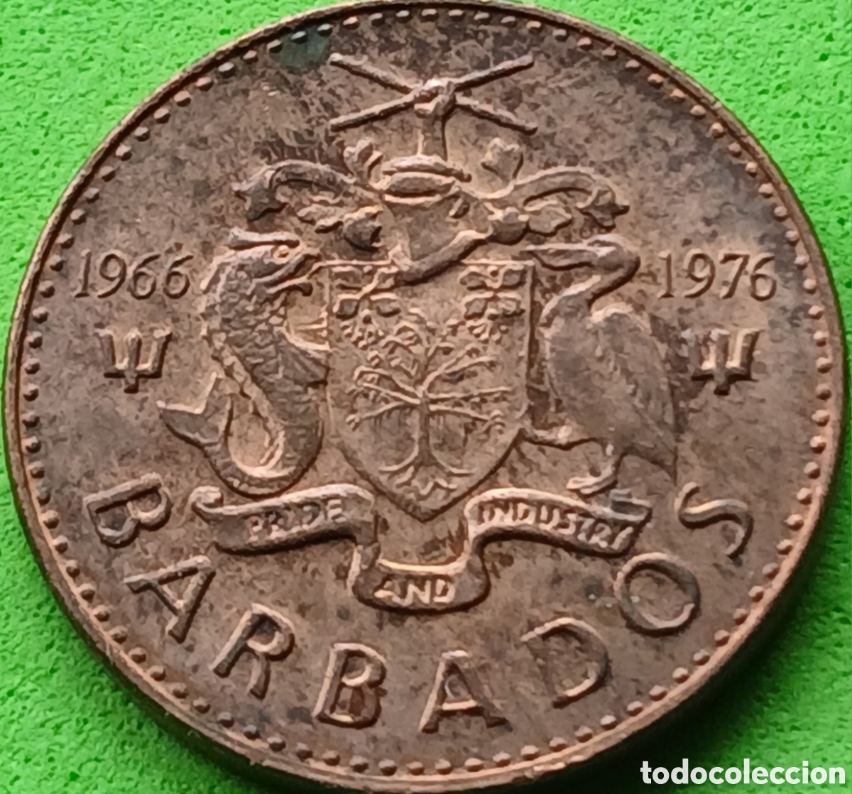 Monedas antiguas de Am&eacute;rica: Barbados 1 cent 1976 km#19 Independencia