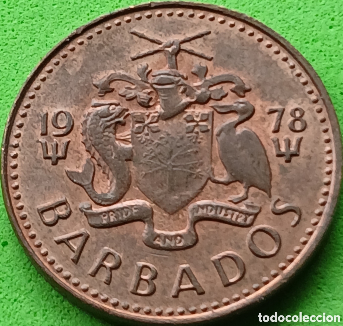 Monedas antiguas de Am&eacute;rica: Barbados 1 cent 1978 km#10 sin marca de ceca