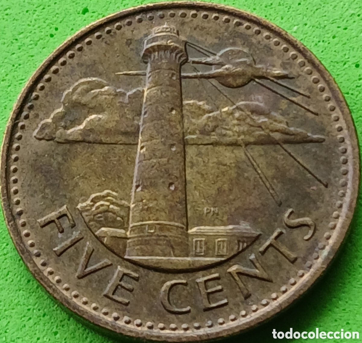 Monedas antiguas de Am&eacute;rica: Barbados 5 cents 2007 km#11a magn&eacute;tica