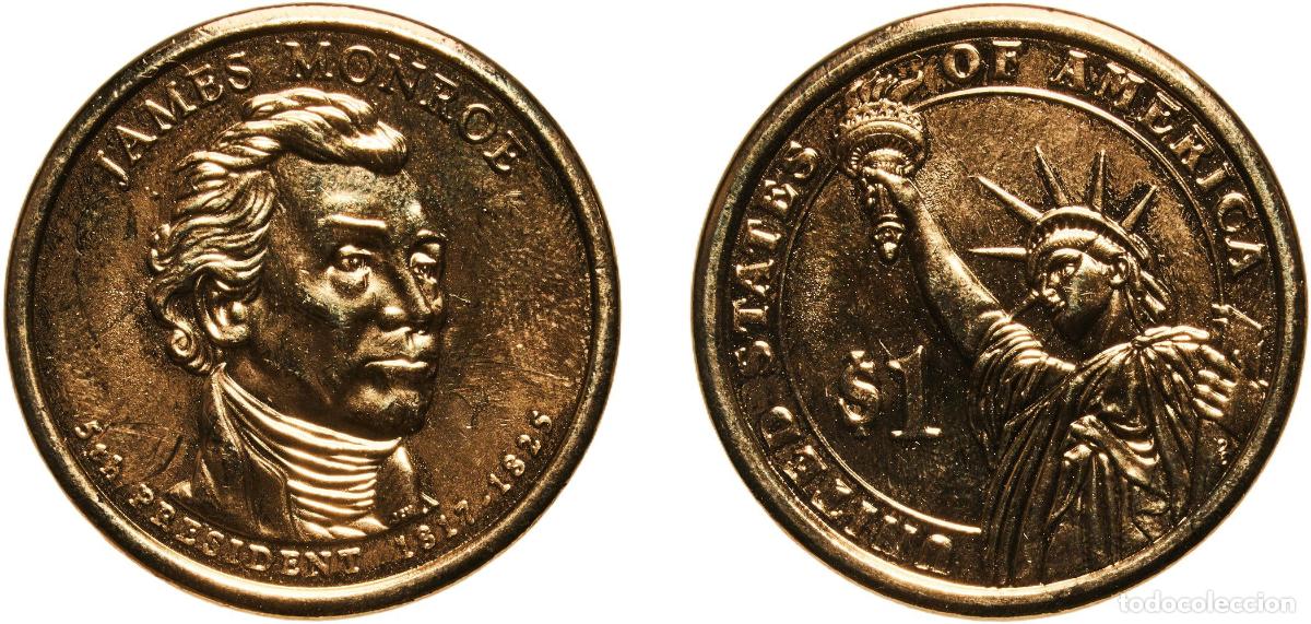 Monedas antiguas de Am&eacute;rica: United States Federal republic 2008 D 1 Dollar (James Monroe) Manganese brass clad copper Denver Mi