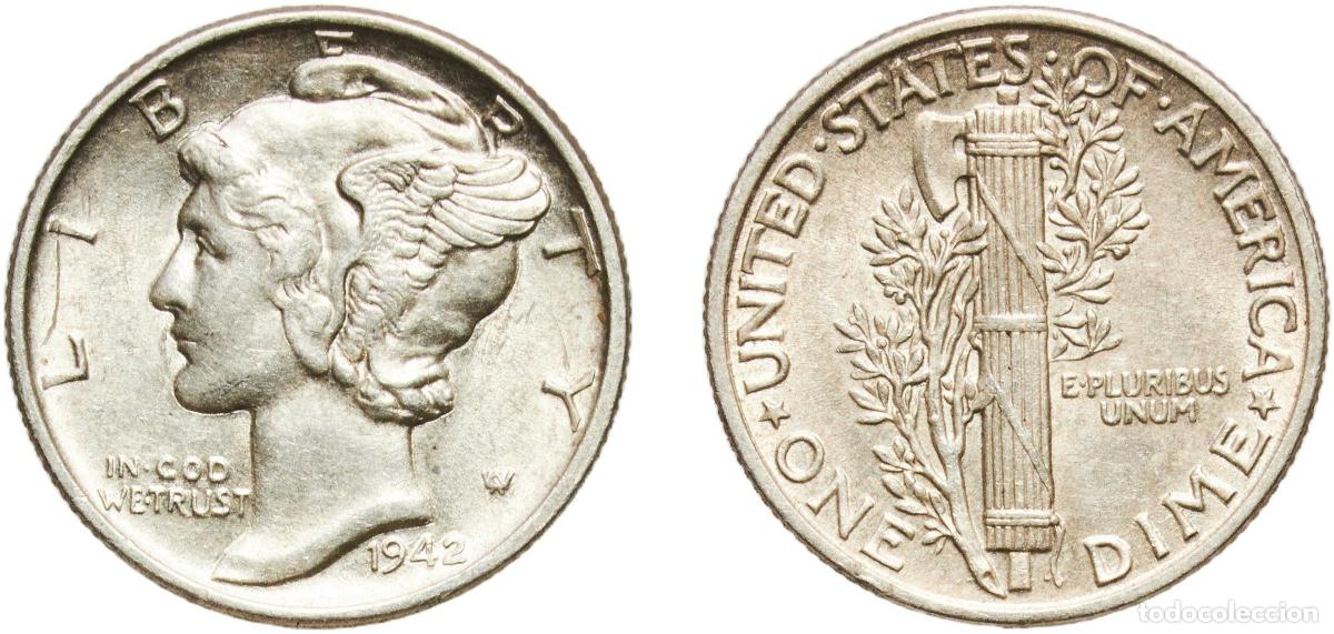 Monedas antiguas de Am&eacute;rica: United States Federal republic 1942 1 Dime &rdquo;Mercury Dime&rdquo; Silver (.900) Philadelphia Mint (20543232