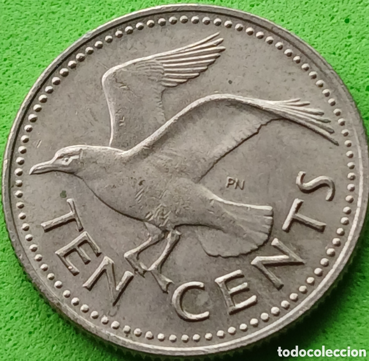 Monedas antiguas de Am&eacute;rica: Barbados 10 cents 1973 km#12 sin marca de ceca