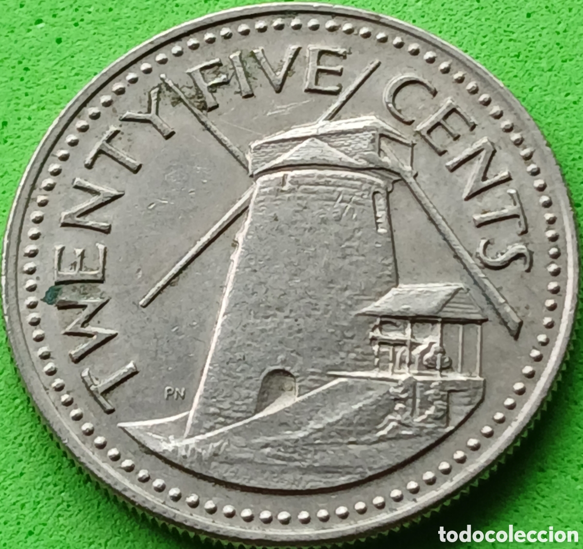 Monedas antiguas de Am&eacute;rica: Barbados 25 cents 1973 km#13 sin marca de ceca