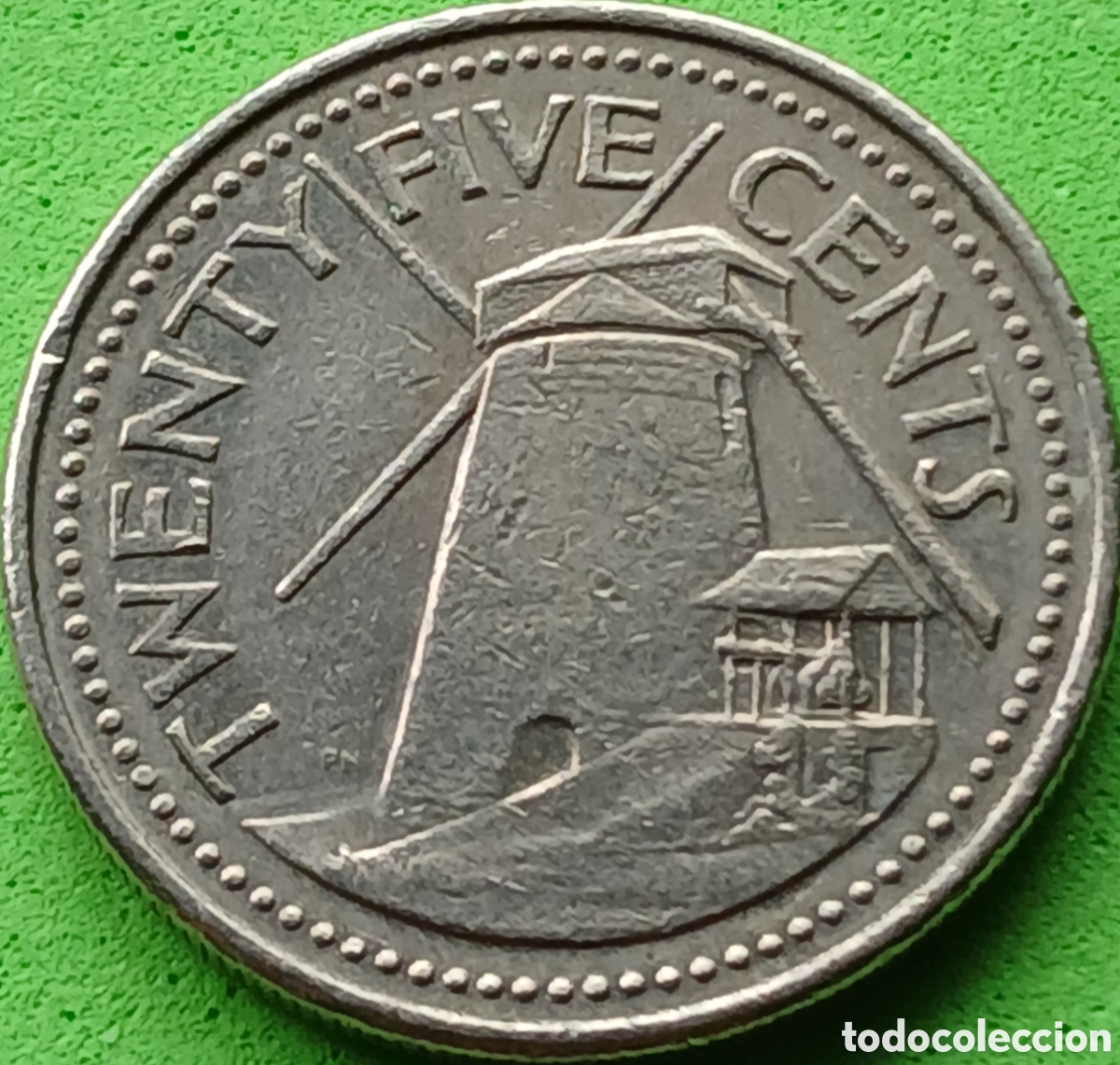 Monedas antiguas de Am&eacute;rica: Barbados 25 cents 2001 km#13 poco com&uacute;n