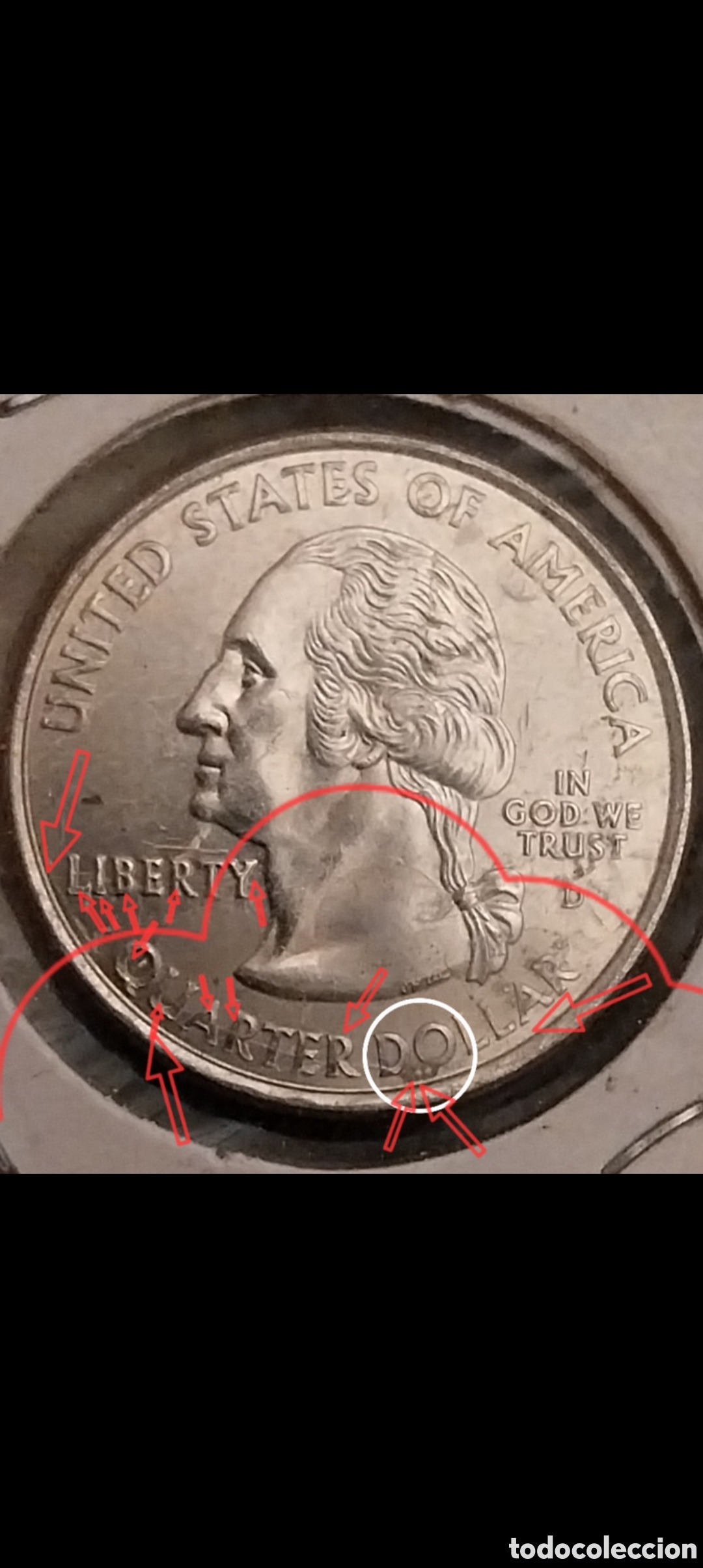 Monedas antiguas de Am&eacute;rica: Quarter 2007 Wyoming MBC - RARO ERROR TR&Eacute;BOL Y PICADO CU&Ntilde;O