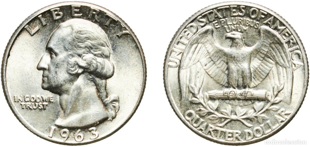 Monedas antiguas de Am&eacute;rica: United States Federal republic 1963 &frac14; Dollar &rdquo;Washington Silver Quarter&rdquo; Silver (.900) Philadelphia