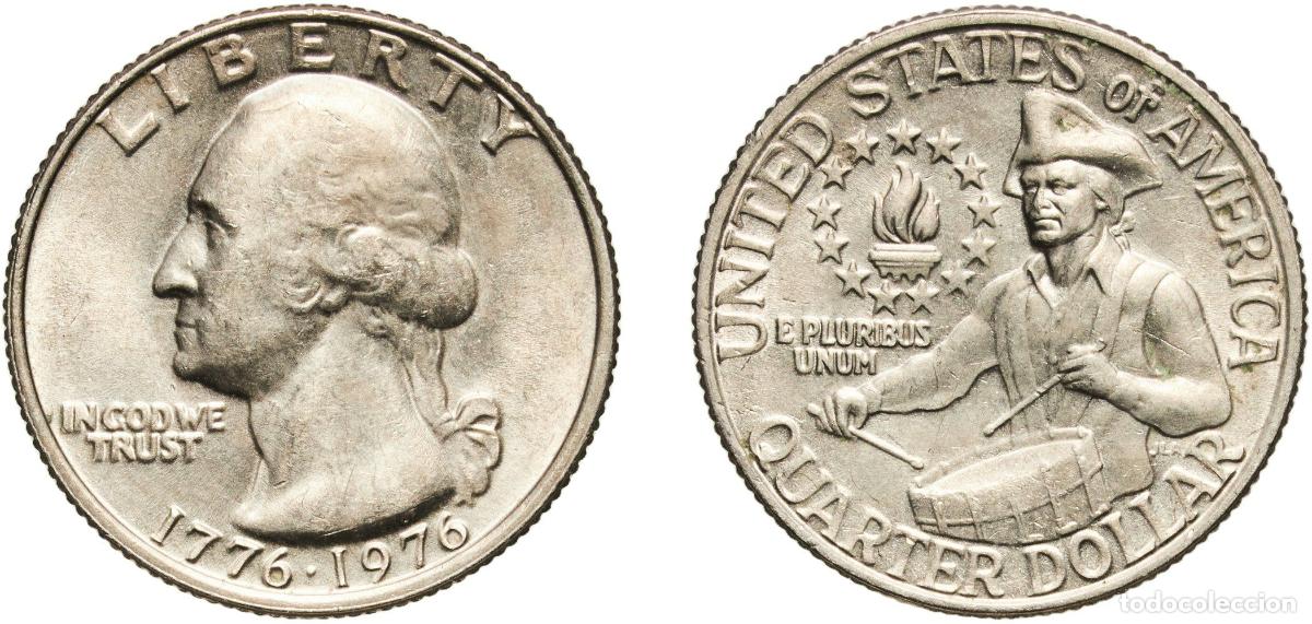 Monedas antiguas de Am&eacute;rica: United States Federal republic 1976 &frac14; Dollar &rdquo;Washington Quarter&rdquo; (Bicentennial) Copper-nickel clad