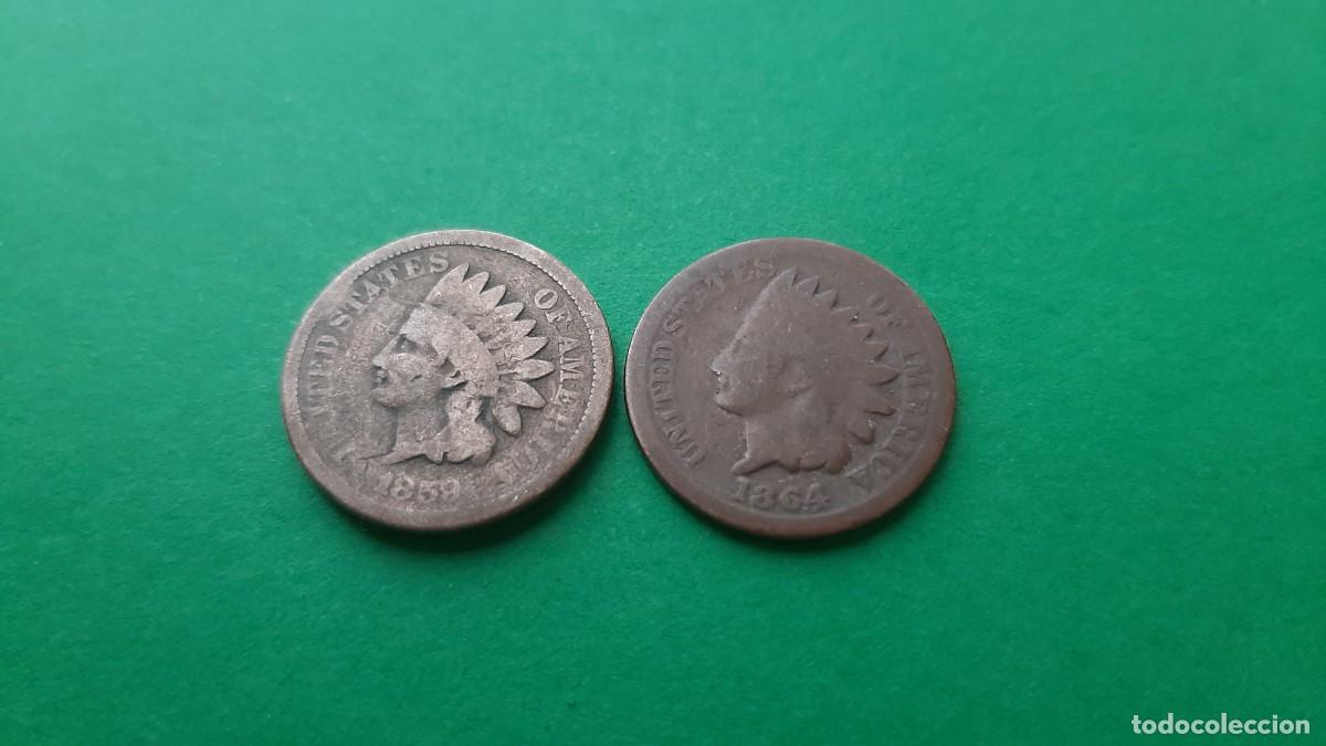 Monedas antiguas de Am&eacute;rica: (E.UNIDOS)(1859/1864) LOTE DE 2 MONEDAS ONE CENT INDIO