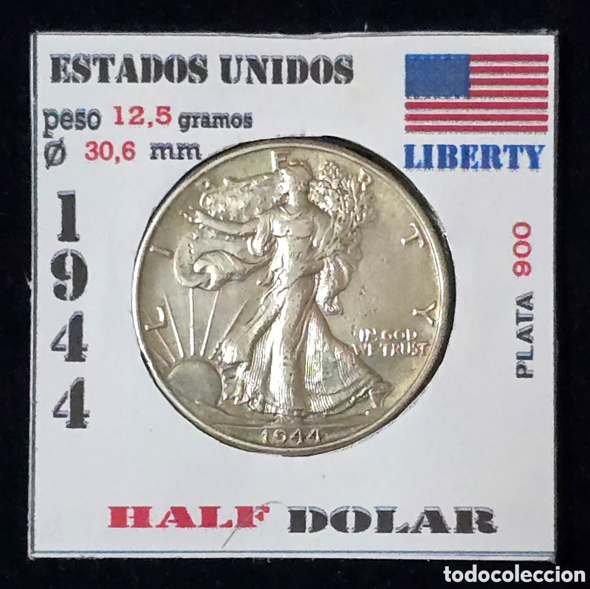 Monedas antiguas de Am&eacute;rica: EEUU Half Dolar de Plata de 1944 Liberty