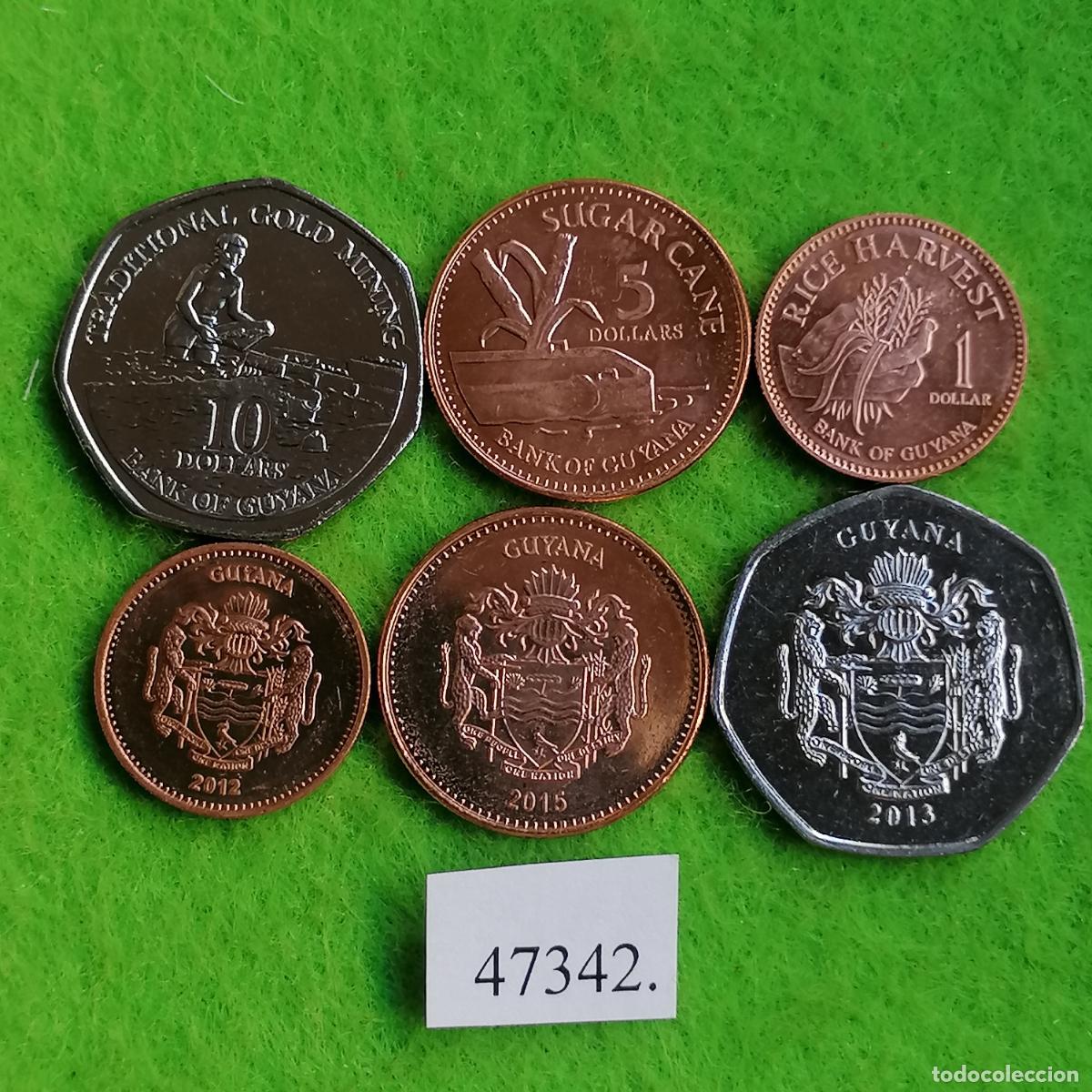 Monedas antiguas de Am&eacute;rica: Guyana, 1, 5 y 10 d&oacute;lares, 2012-2015, lote 3 monedas, 47342 5