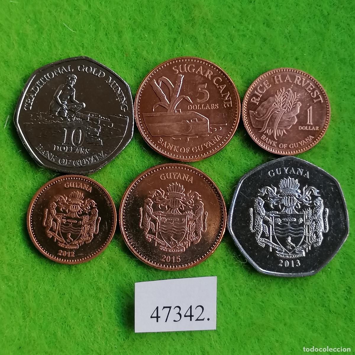Monedas antiguas de Am&eacute;rica: Guyana, 1, 5 y 10 d&oacute;lares, 2012-2015, lote 3 monedas, 47342 4