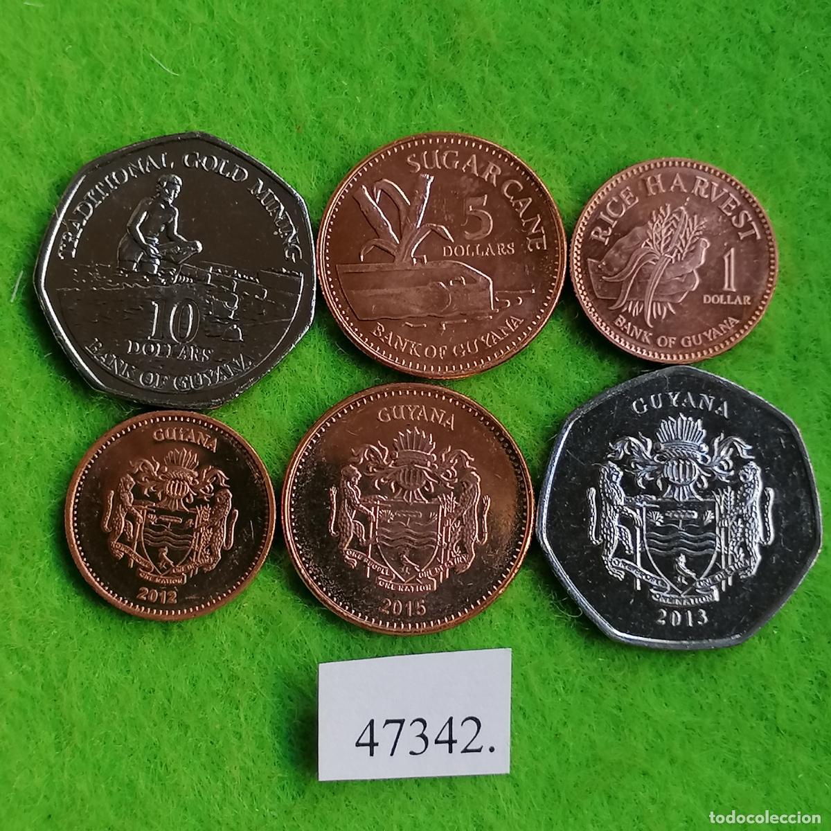 Monedas antiguas de Am&eacute;rica: Guyana, 1, 5 y 10 d&oacute;lares, 2012-2015, lote 3 monedas, 47342 3