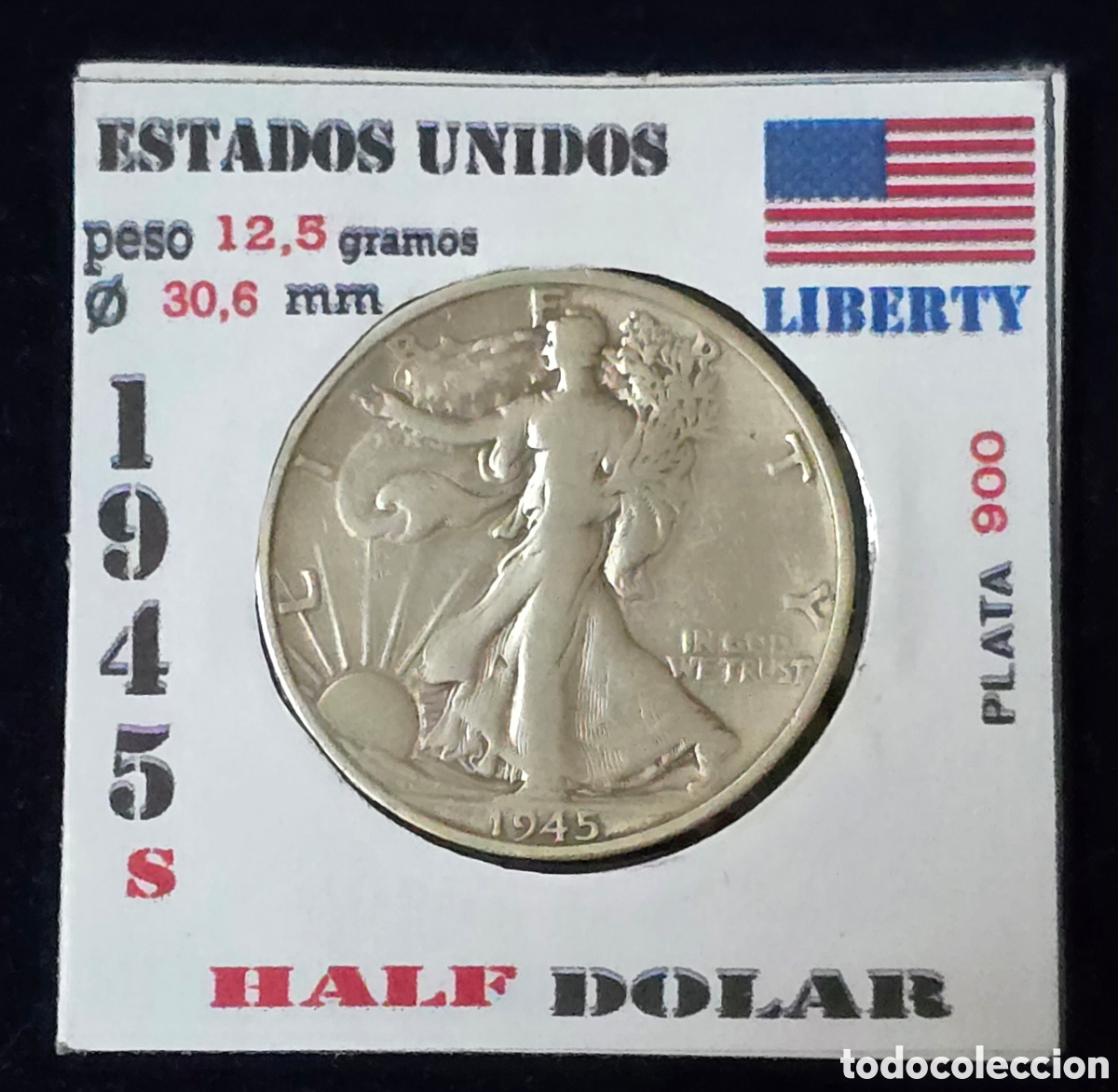 Monedas antiguas de Am&eacute;rica: EEUU Half Dolar de Plata de 1945 S Liberty