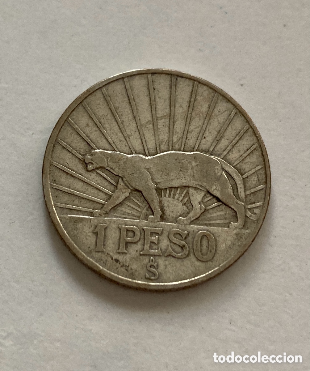 Monedas antiguas de Am&eacute;rica: 1 peso Uruguay 1942. Plata.