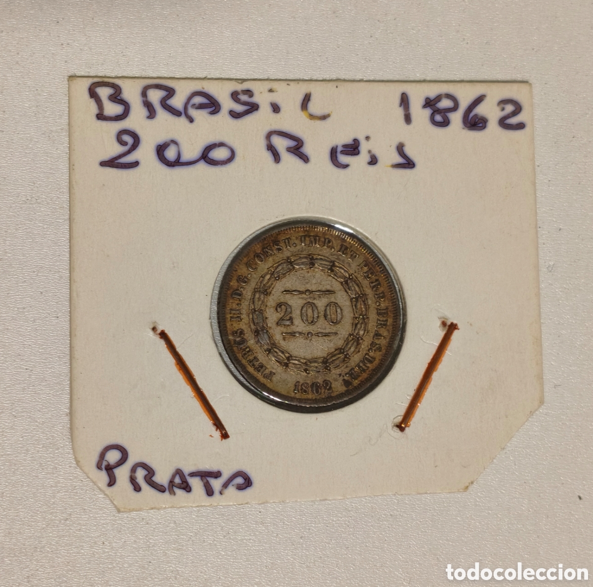 Monedas antiguas de Am&eacute;rica: 200 REIS BRASIL PLATA 1862