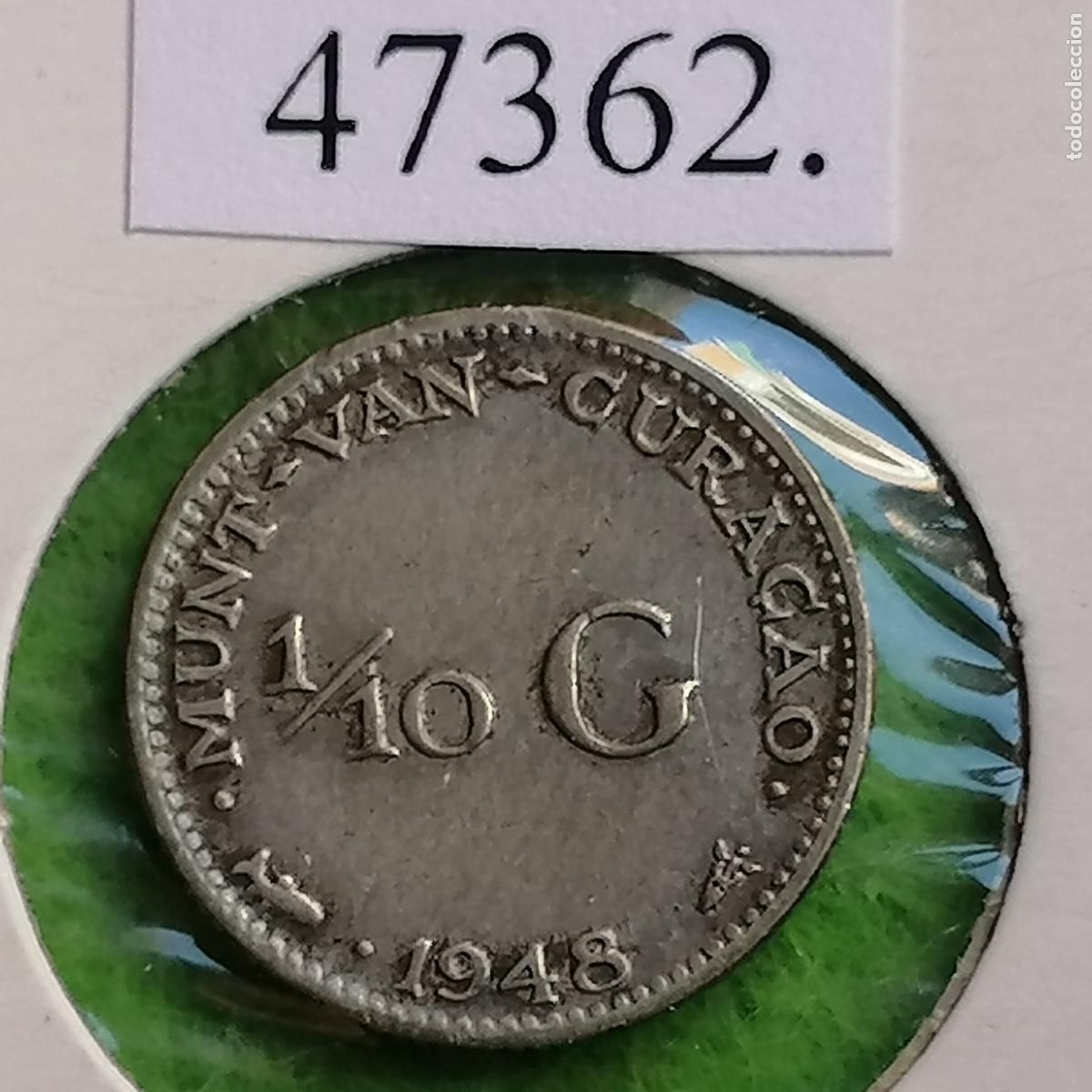 Monedas antiguas de Am&eacute;rica: Cura&ccedil;ao, 1948, 1/10 de Gulden plata, (flor&iacute;n)