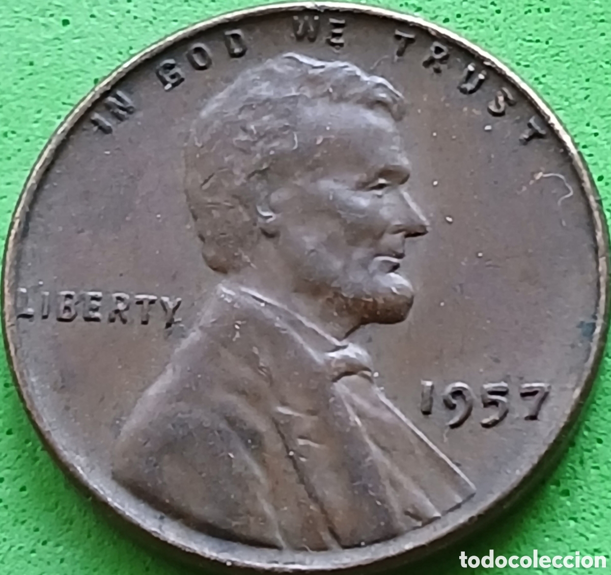 Monedas antiguas de Am&eacute;rica: USA one cent 1957 km#132 sin marca de ceca