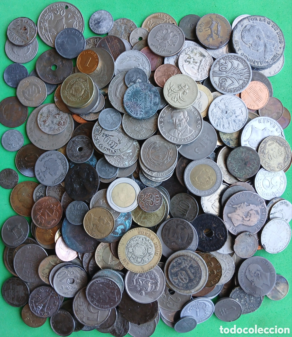 Monedas antiguas de Am&eacute;rica: Lote 1 kilo 300 gramos monedas mundiales con alg&uacute;n problema. Leer descripci&oacute;n.