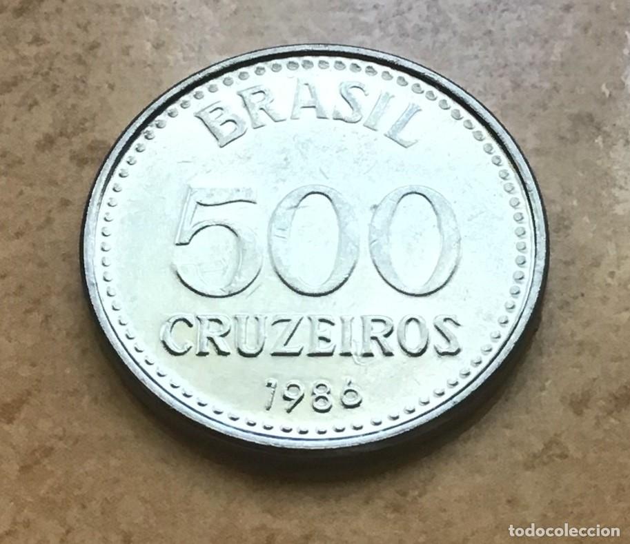 Monedas antiguas de Am&eacute;rica: 500 cruceiros de Brasil. A&ntilde;o 1986