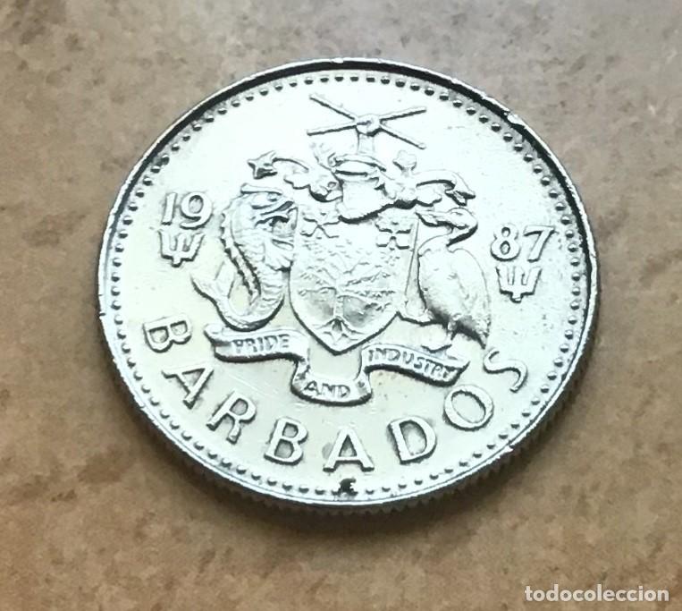 Monedas antiguas de Am&eacute;rica: 10 centavos de Barbados. A&ntilde;o 1987