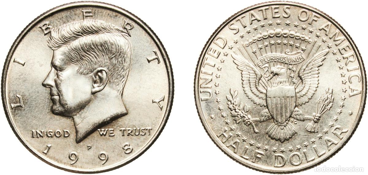 Monedas antiguas de Am&eacute;rica: United States Federal republic 1998 P &frac12; Dollar &rdquo;Kennedy Half Dollar&rdquo; Copper-nickel clad copper (91.