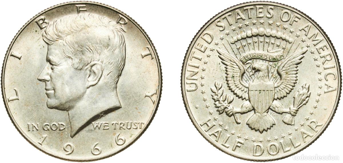 Monedas antiguas de Am&eacute;rica: United States Federal republic 1966 &frac12; Dollar &rdquo;Kennedy Half Dollar&rdquo; (40% Silver) Billon (.400 silver