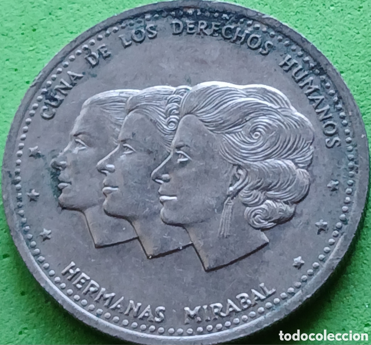 Monedas antiguas de Am&eacute;rica: Rep&uacute;blica Dominicana 25 centavos 1987 km#61 poco com&uacute;n, Reino Unido- ceca de Llantrisant