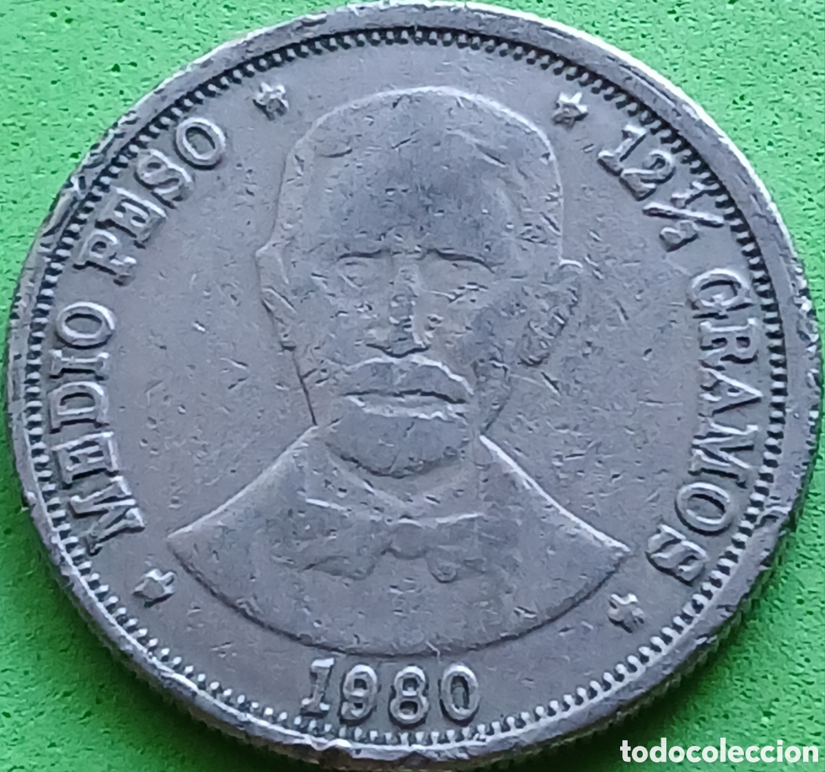 Monedas antiguas de Am&eacute;rica: Rep&uacute;blica Dominicana medio peso 1980 km#52 poco com&uacute;n