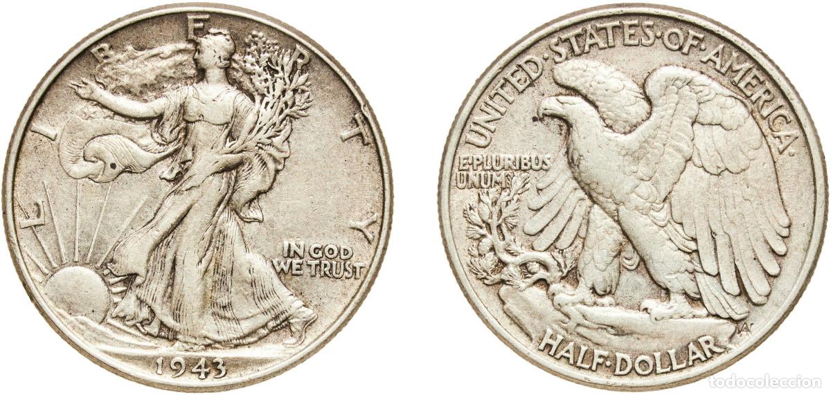 Monedas antiguas de Am&eacute;rica: United States Federal republic 1943 &frac12; Dollar &rdquo;Walking Liberty Half Dollar&rdquo; Silver (.900) Philadelph