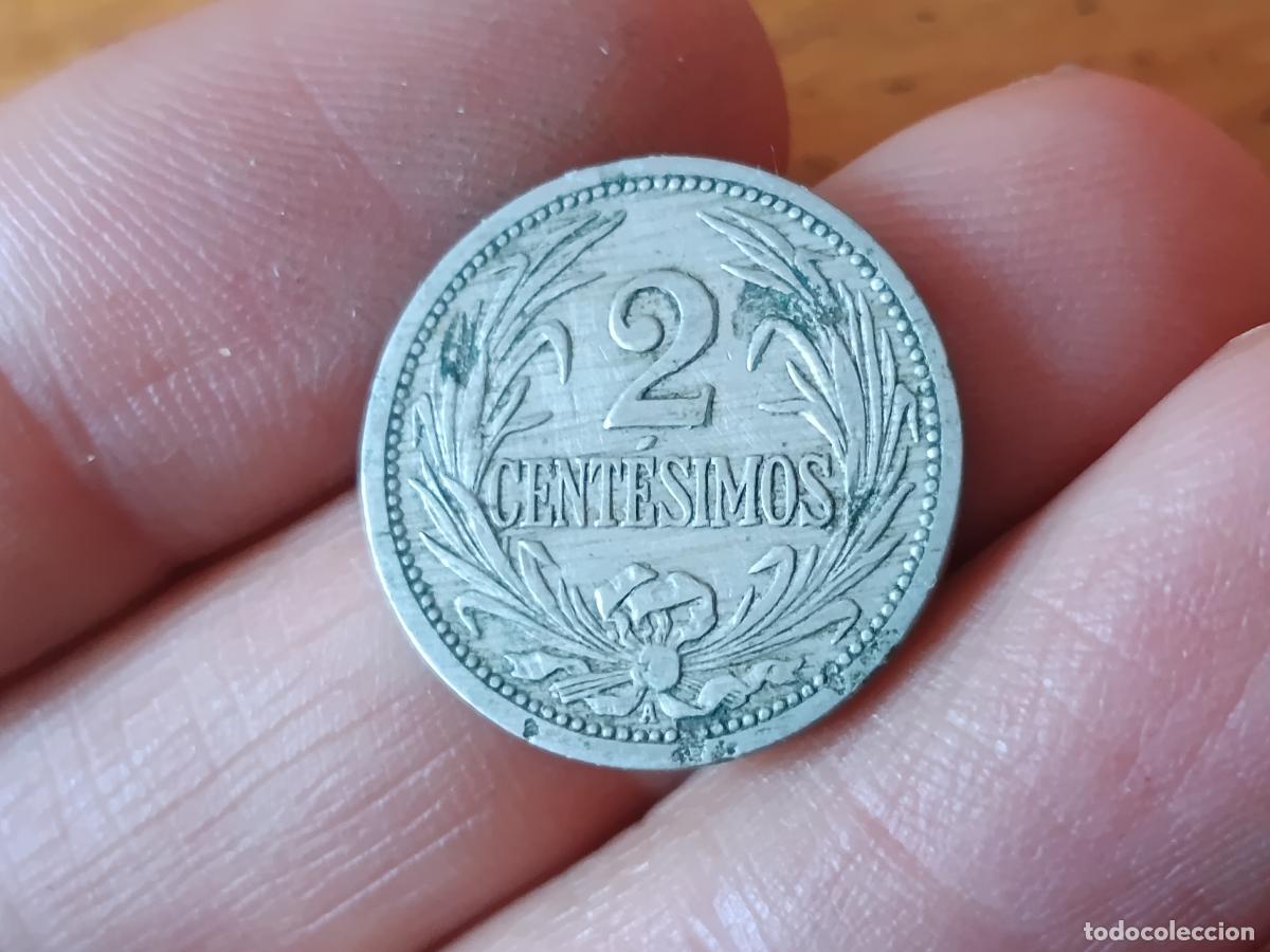 Monedas antiguas de Am&eacute;rica: Uruguay 2 cent&eacute;simos 1909