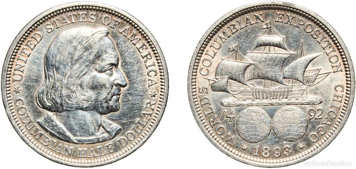 Monedas antiguas de Am&eacute;rica: United States Federal republic 1893 &frac12; Dollar (Columbian Exposition) Silver (.900) Philadelphia Mint