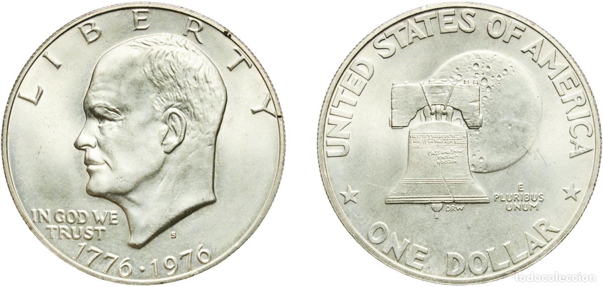 Monedas antiguas de Am&eacute;rica: United States Federal republic 1976 S 1 Dollar &rdquo;Eisenhower Bicentennial Dollar&rdquo; (Silver Collectors'
