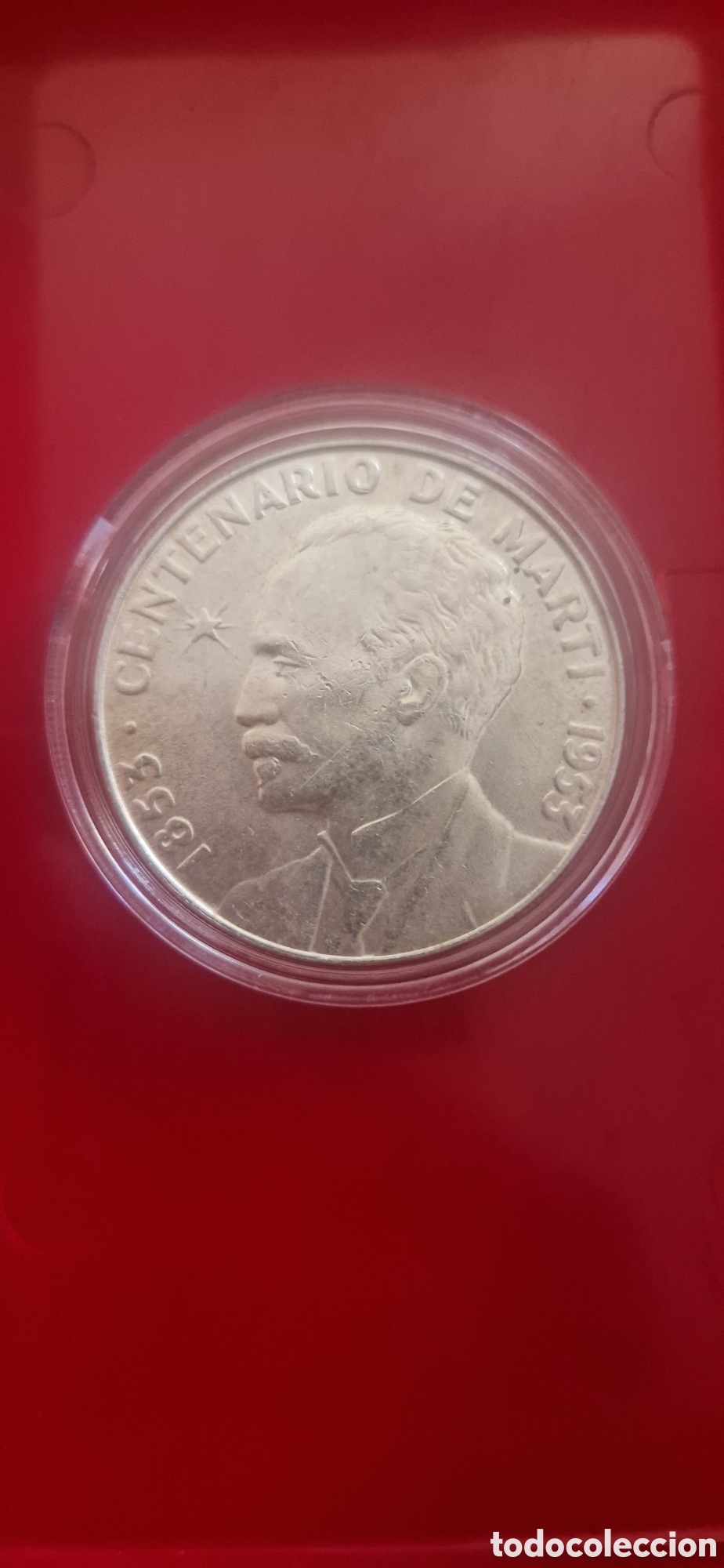 Monedas antiguas de Am&eacute;rica: Moneda Plata Cuba 1953 Centenario Jose Martin