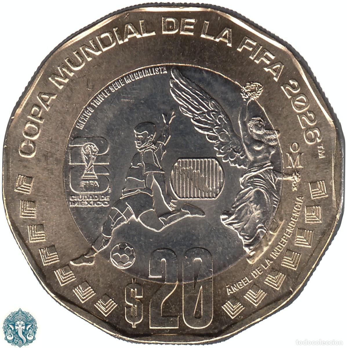 Monedas antiguas de Am&eacute;rica: MEXICO 20 Pesos 2026 FIFA 2026 &Aacute;ngel de Independencia KM#- bimet&aacute;lica
