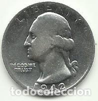 Monedas antiguas de Am&eacute;rica: ESTADOS UNIDOS - 1/4 DOLLAR - 1942 - WASHINGTON - PLATA 0.900 - LINDA - FOTOS