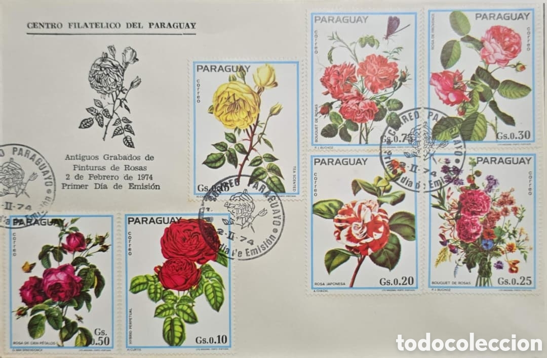 Monedas antiguas de Am&eacute;rica: CA) Paraguay , sobre de primer d&iacute;a de emisi&oacute;n conmemorativo de antiguos grabados con timbres de