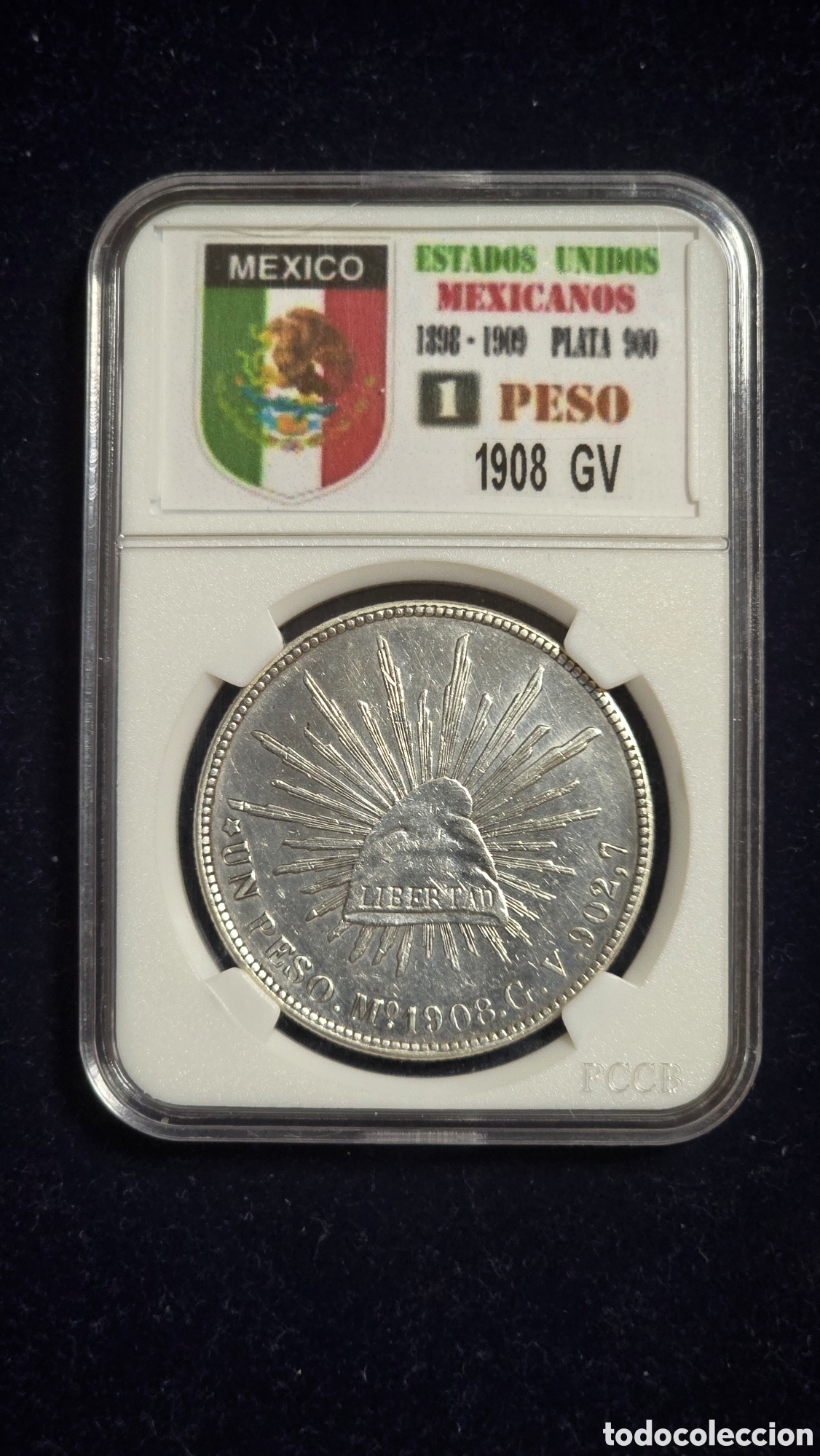 Monedas antiguas de Am&eacute;rica: Mexico 1 Peso de Plata 1908 GV