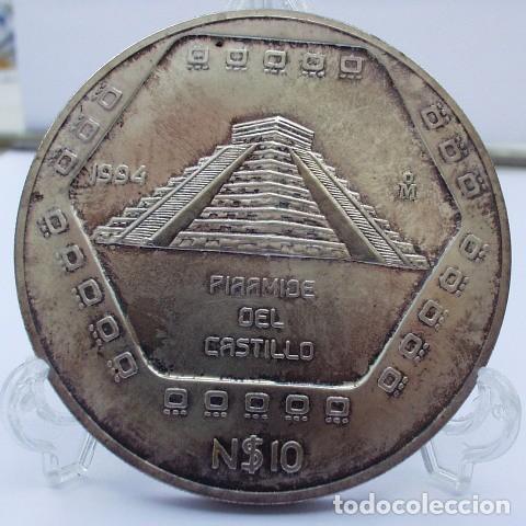 Monedas antiguas de Am&eacute;rica: MEJICO 5 ONZAS DE PLATA 1994 &rdquo;PIRAMIDE DEL CASTILLO&rdquo;