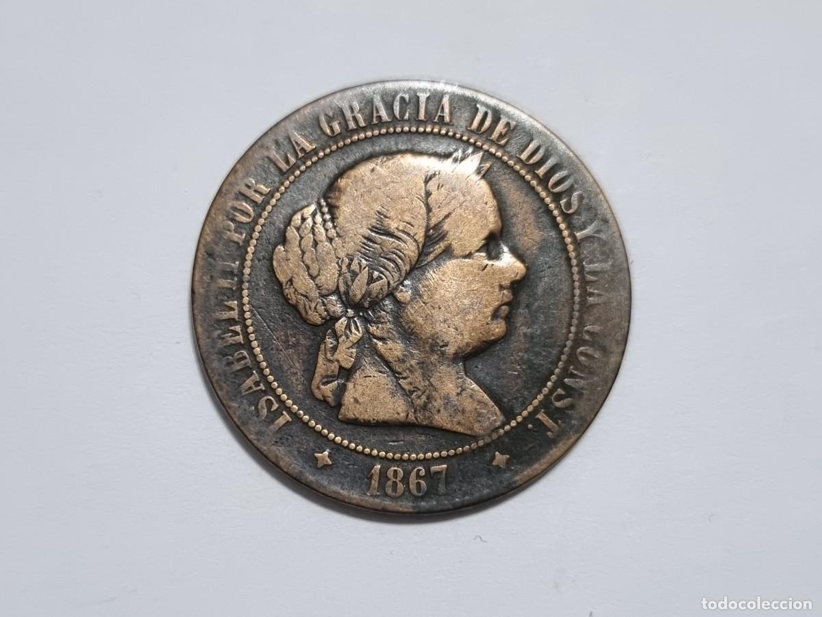 Monedas antiguas de Am&eacute;rica: Antigua Moneda Espa&ntilde;ola Espa&ntilde;a 5 Centimos de Escudo 1867 Isabel II Coleccionar