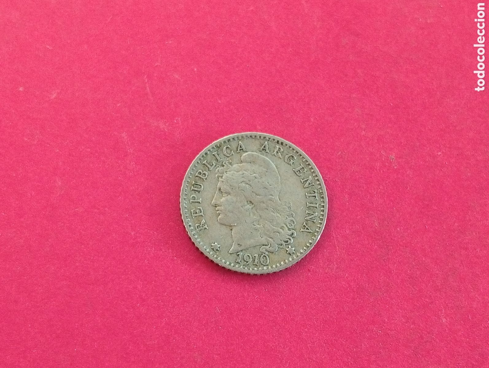 Monedas antiguas de Am&eacute;rica: 5 centavos de Argentina 1910