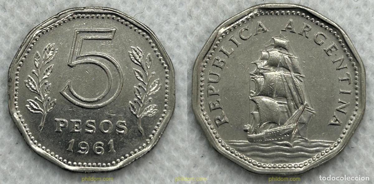 Monedas antiguas de Am&eacute;rica: 3775 ARGENTINA 1961 ARGENTINA 5 PESOS 1961