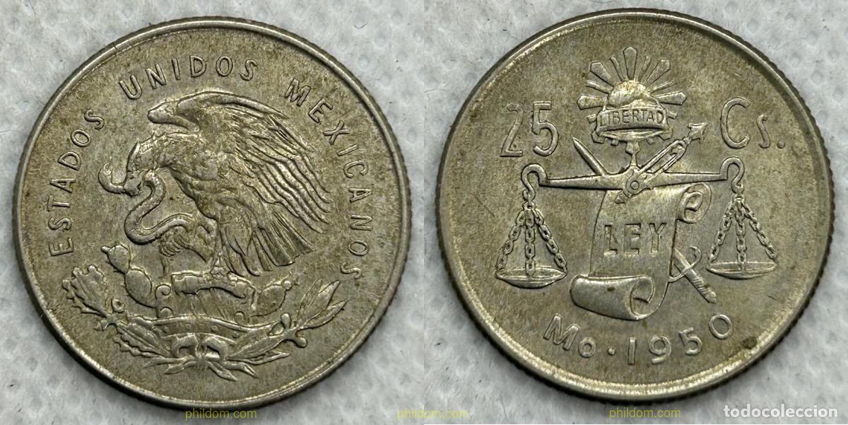 Monedas antiguas de Am&eacute;rica: 3786 MEXICO 1950 MEXICO 25 CENTIMOS 1950