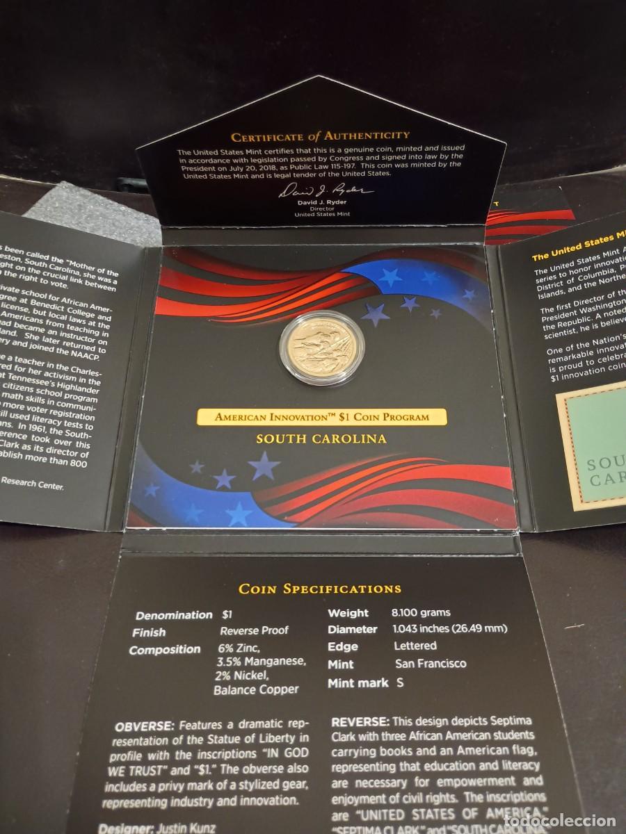 Monedas antiguas de Am&eacute;rica: EEUU 1 d&oacute;lar $ a&ntilde;o 2020 Carolina del Sur calidad proof Innovacion