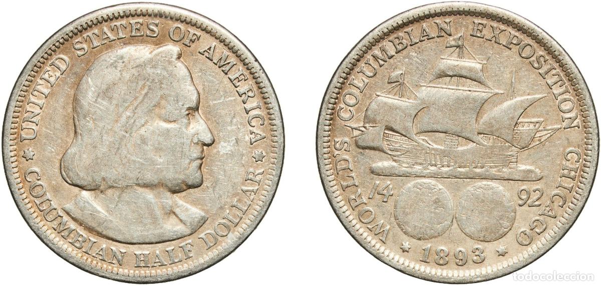 Monedas antiguas de Am&eacute;rica: United States Federal republic 1893 &frac12; Dollar (Columbian Exposition) Silver (.900) Philadelphia Mint