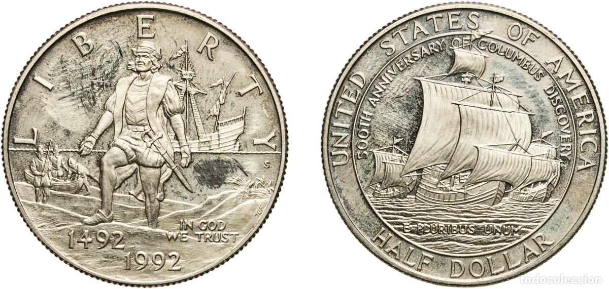 Monedas antiguas de Am&eacute;rica: United States Federal republic 1992 D &frac12; Dollar (Columbus) Copper-nickel clad copper San Francisco M