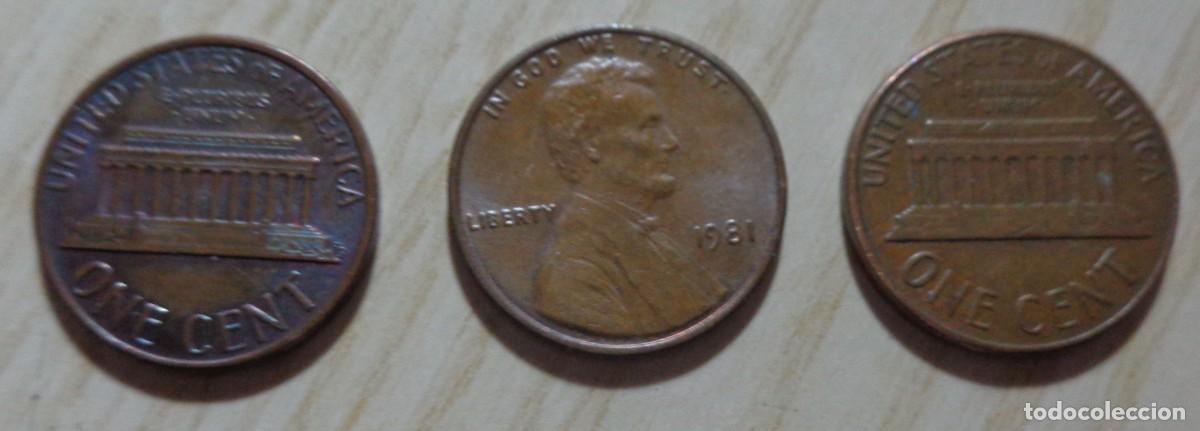 Monedas antiguas de Am&eacute;rica: LOTE DE 3 MONEDAS DE 1 CENTAVO, ESTADOS UNIDOS