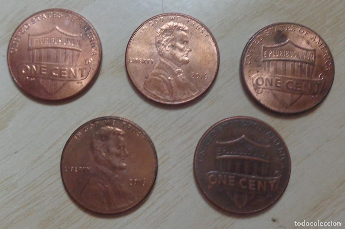Monedas antiguas de Am&eacute;rica: LOTE DE 5 MONEDAS DE 1 CENTAVO, ESTADOS UNIDOS