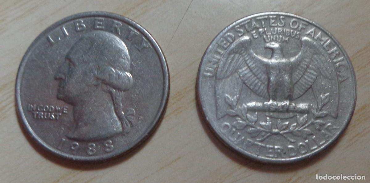 Monedas antiguas de Am&eacute;rica: LOTE DE 2 MONEDAS DE 1/4 DE DOLAR (25 CENTAVOS), ESTADOS UNIDOS