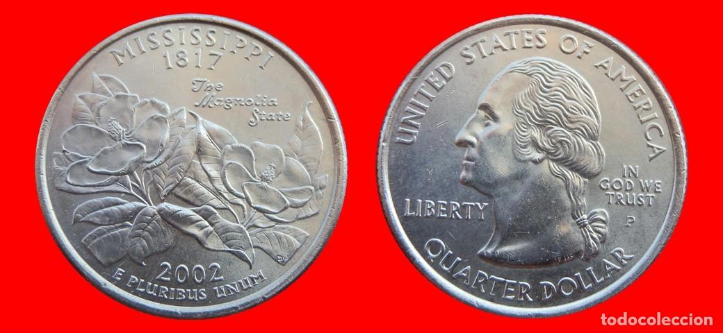Monedas antiguas de Am&eacute;rica: 25 CENTAVOS QUARTER 2002-P MISSISSIPPI SIN CIRCULAR USA-9111SC