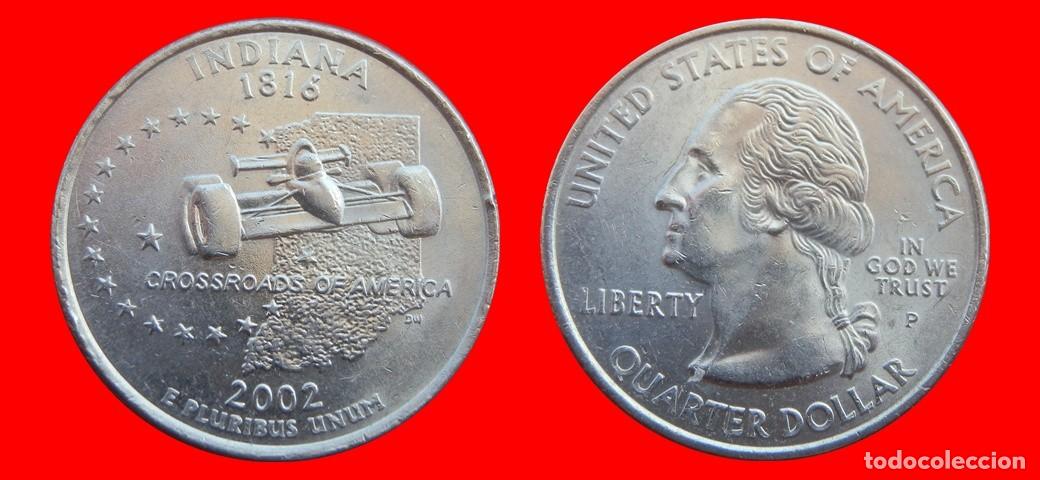 Monedas antiguas de Am&eacute;rica: 25 CENTAVOS QUARTER 2002-P INDIANA SIN CIRCULAR USA-9113SC